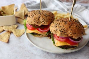 Hamburger met sticky glaze