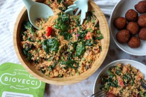 Couscous spinazie en quinoaballetjes