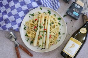 Romige spaghetti met asperges